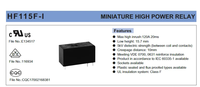 HF115F-I 024-1HS3 Power Relay - General Purpose & Certifications