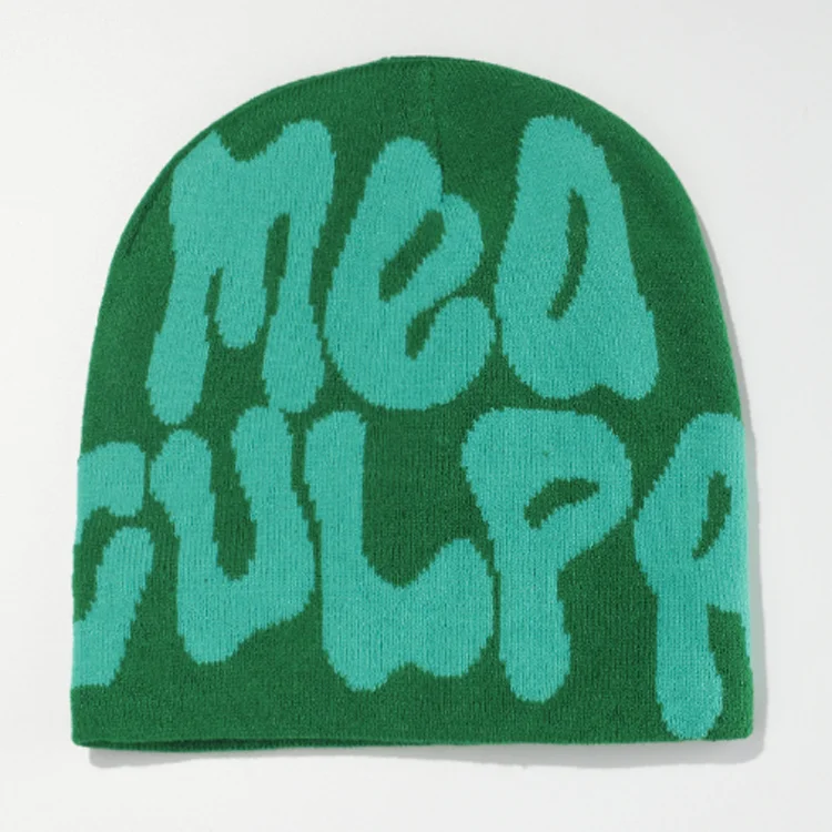 Wholesale Acrylic Knitted Hat with Logo Hip Hop Cuffed Custom All Over  Print Designer Unisex Winter Mea Culpa Jacquard Beanie - China Jacquard  Beanie and Beanie price