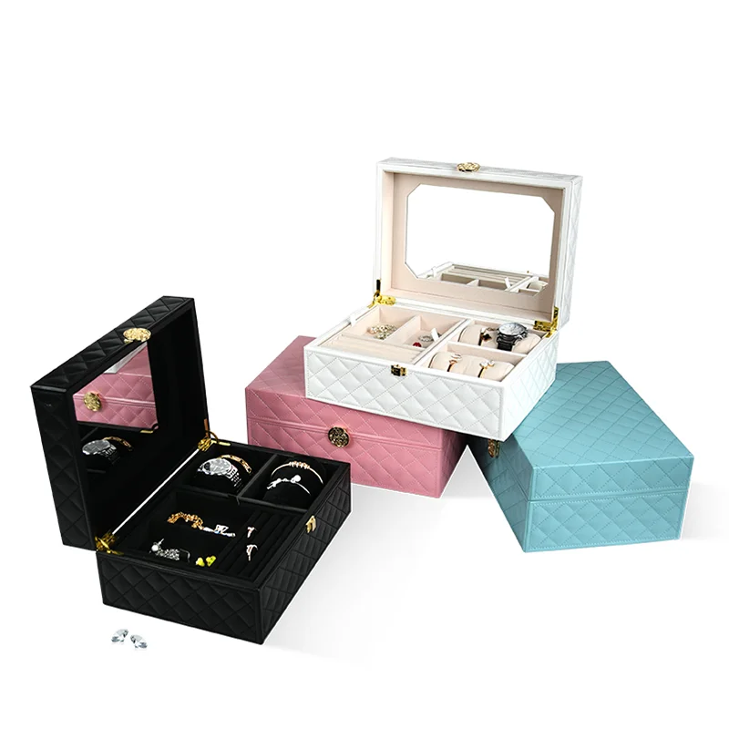 New Luxury Arrival Mini Leather Pu Small Travel Jewelry Box Organizer