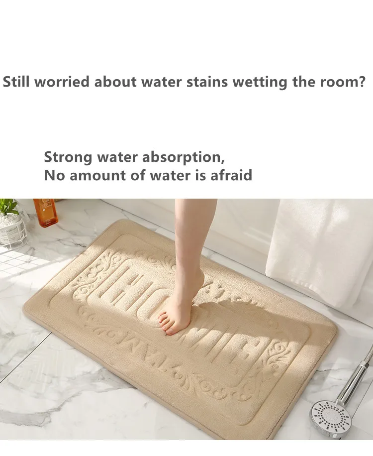 Coral Velvet Home High-frequency Soft absorbent bath mat non-slip memory foam bath rug bath rug Super waterproof carpets rug manufacture