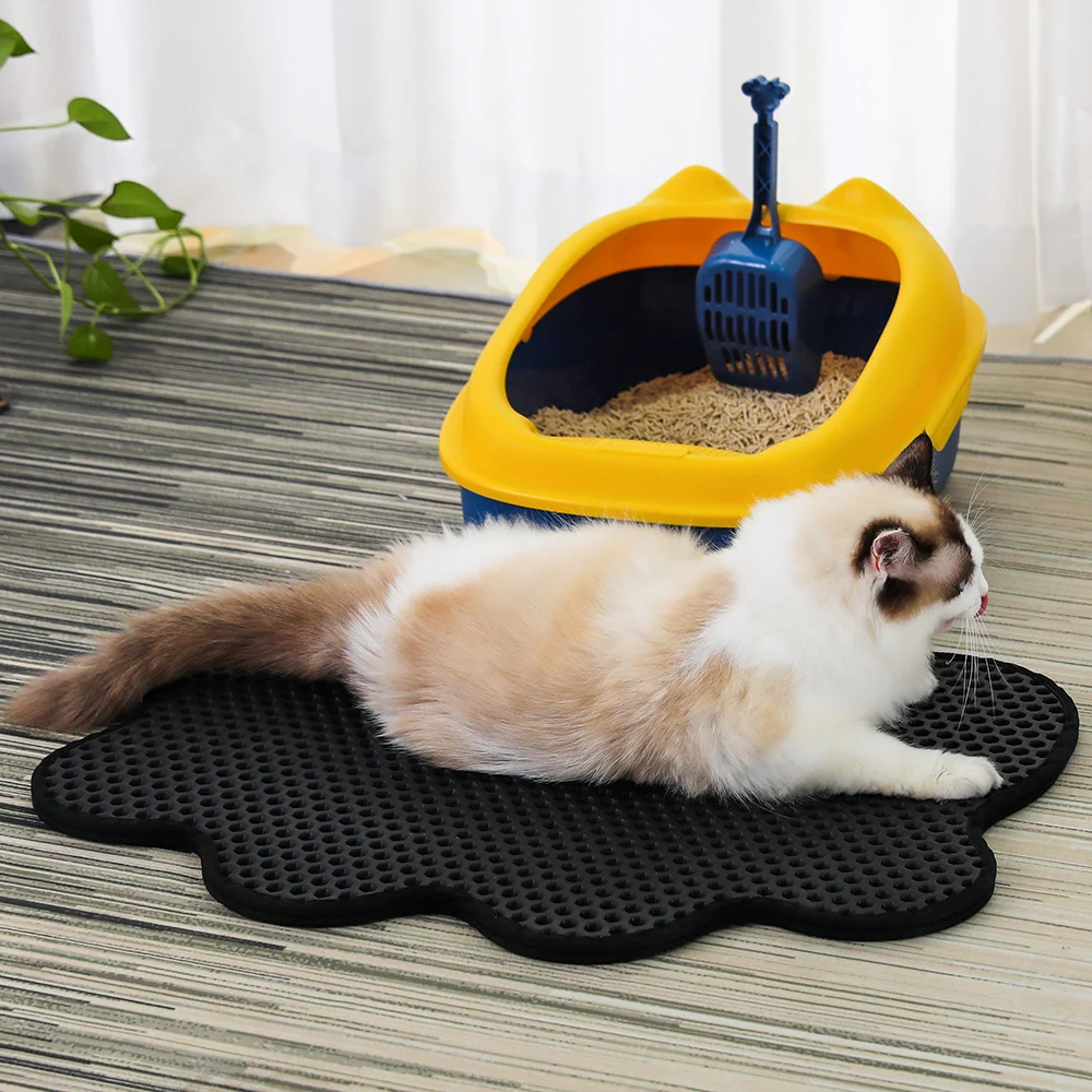 Waterproof Pet Cat Litter Mat Foldable EVA Double-Layer Cats Mat Botto