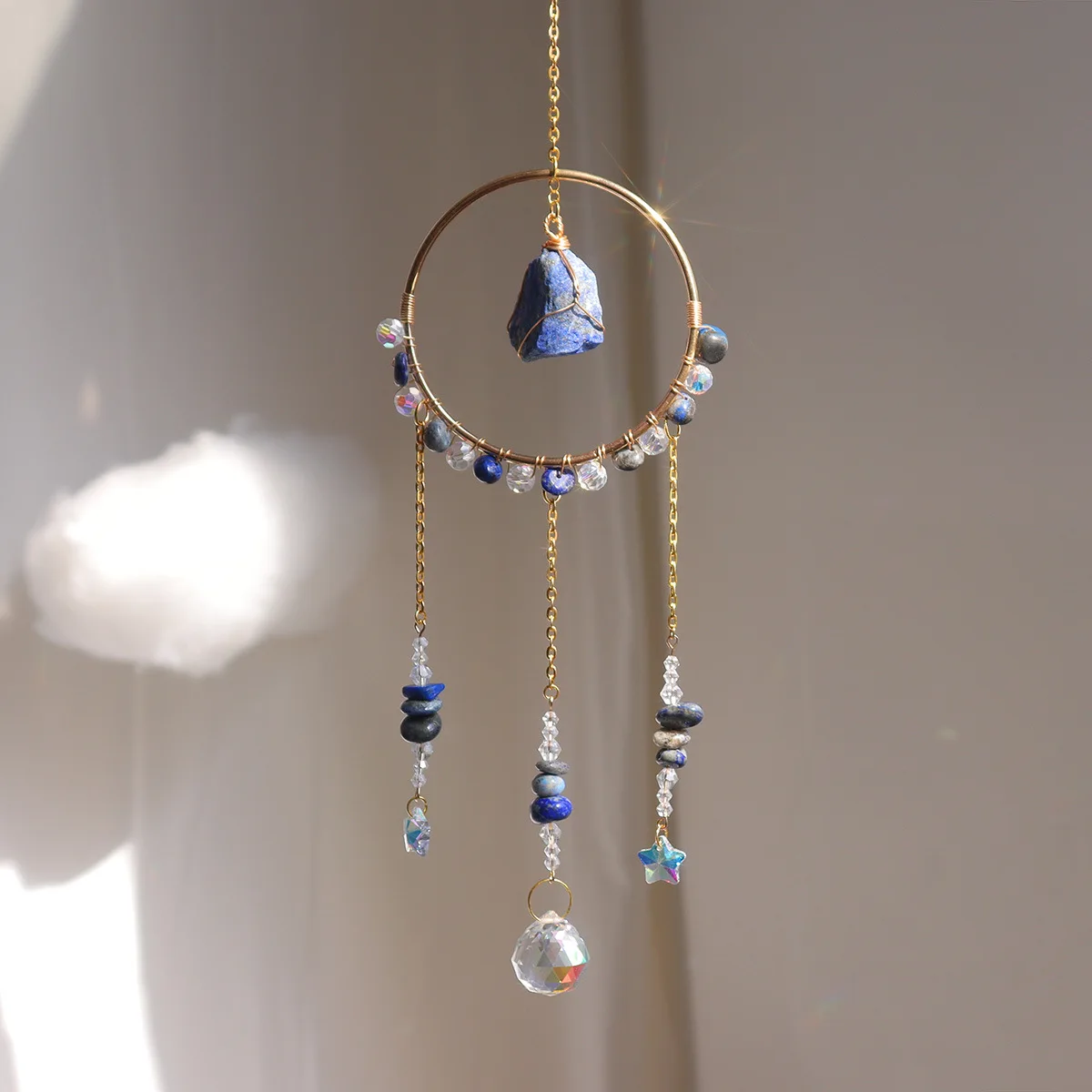 product handmade rose quartz sun catcher with nature stone home decor wall hanging car ornament amethyst suncatcher super handctafts-7