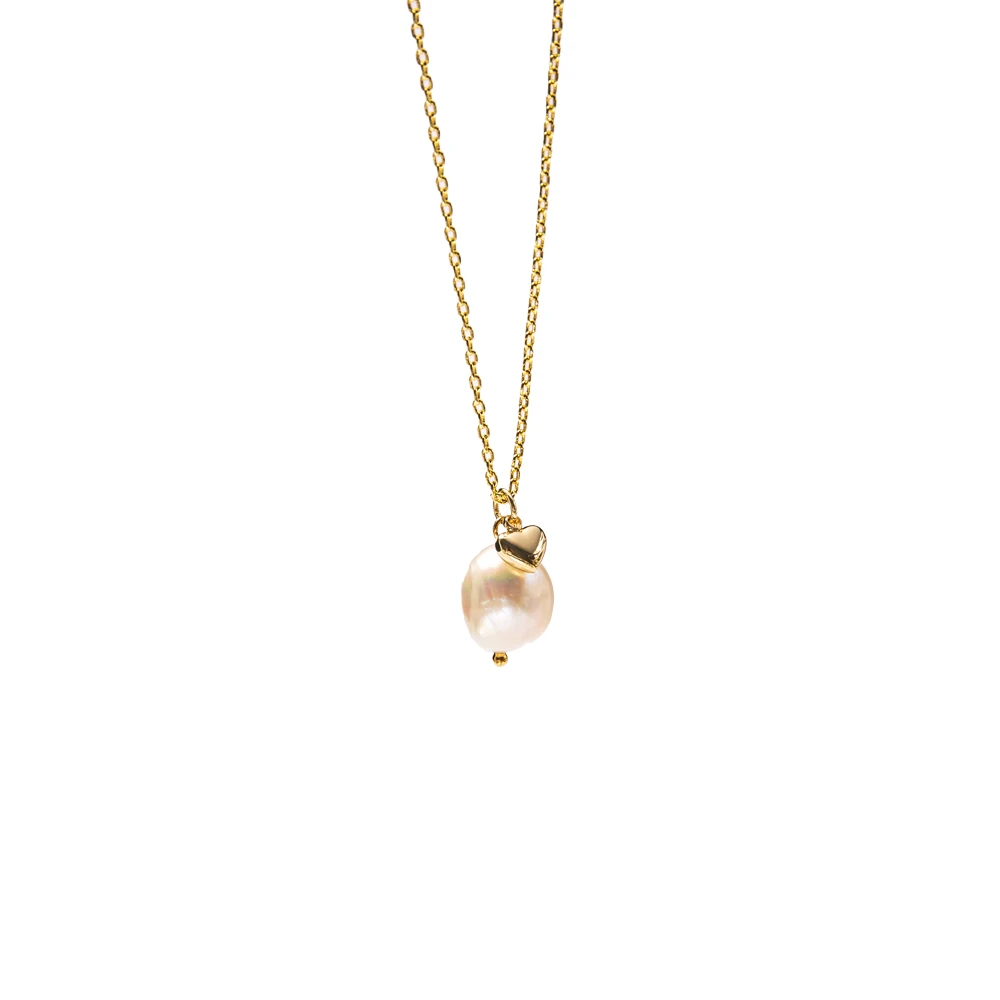 Ins Luxury 23k Real Gold Pearl Heart 