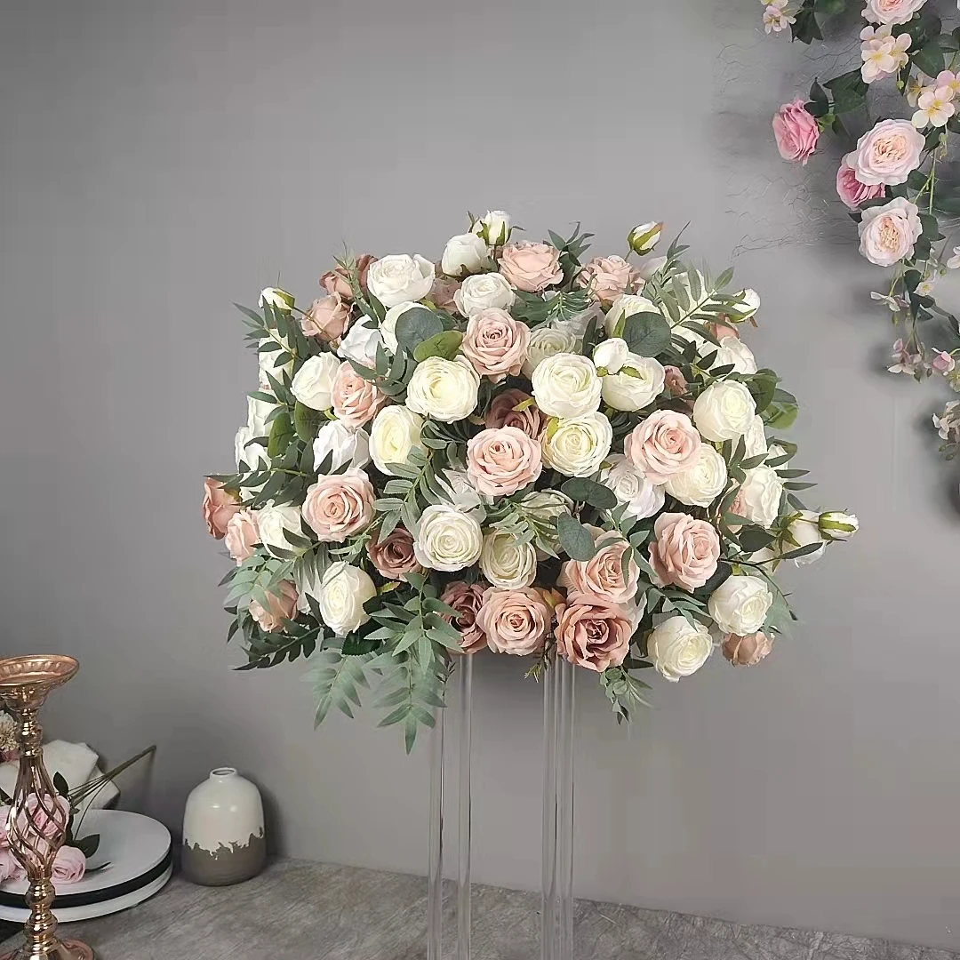 DKB Factory New White Pink Silk Rose Flower Balls for Wedding Birthday Table Centerpiece Party Decor