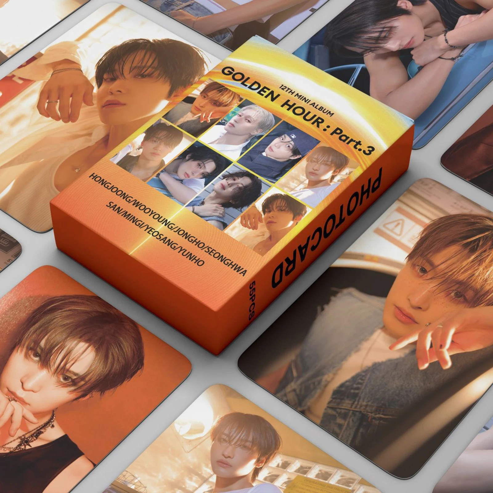 55Pcs/Set Kpop ATEEZ GOLDEN HOUR : Part.3 Album Lomo Cards Yunho
