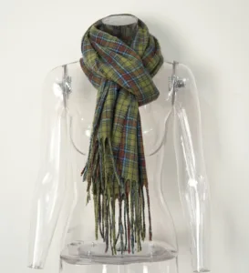 High Quality OYV Scarfs VintageTrendy Comfortable Autumn  Atmosphere Tassel Plaid Scarf