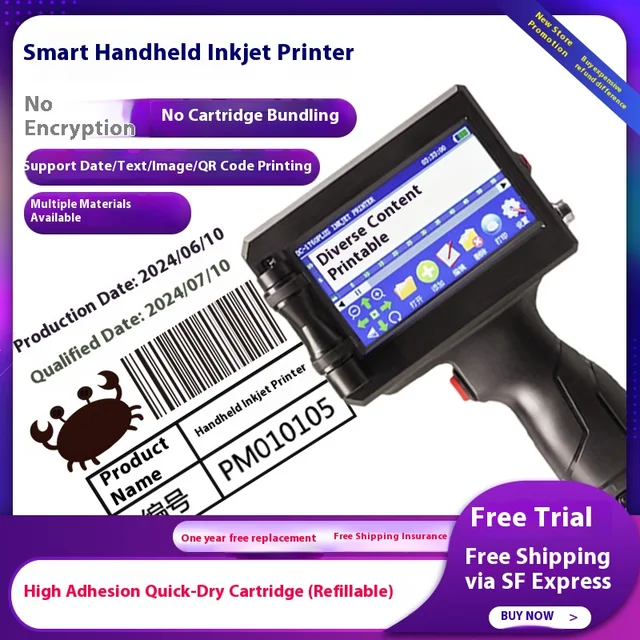 Ruiyang 1.0inch Handheld Small Inkjet Printer 25.4mm Non-Encrypted Semi-Automatic Manual Digital 2D Code Metal Cartons Date 4