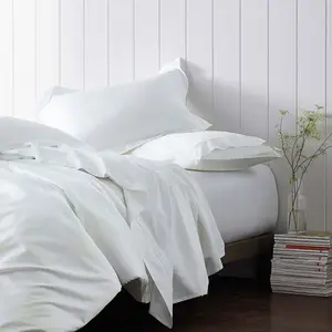 Wrinkle Resistant Durable Breathable Eco Friendly White Bedding for Hotel Use Premium Hospitality Bed Sheets