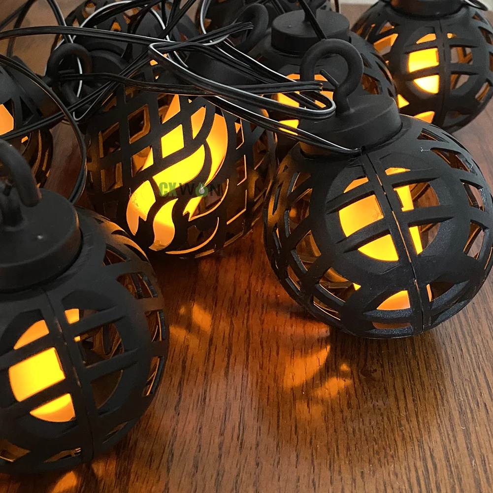 Solar String Lights LED Outdoor Flame String Lights Waterproof Solar Patio Lights with 8 Flame Ball for Patio Garden Gazebo