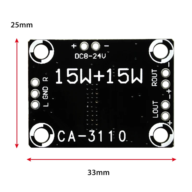 TPA3110 HW714 2x15W Class D Audio Amplifier Module - Stereo Amp Board 8-24V, Blue