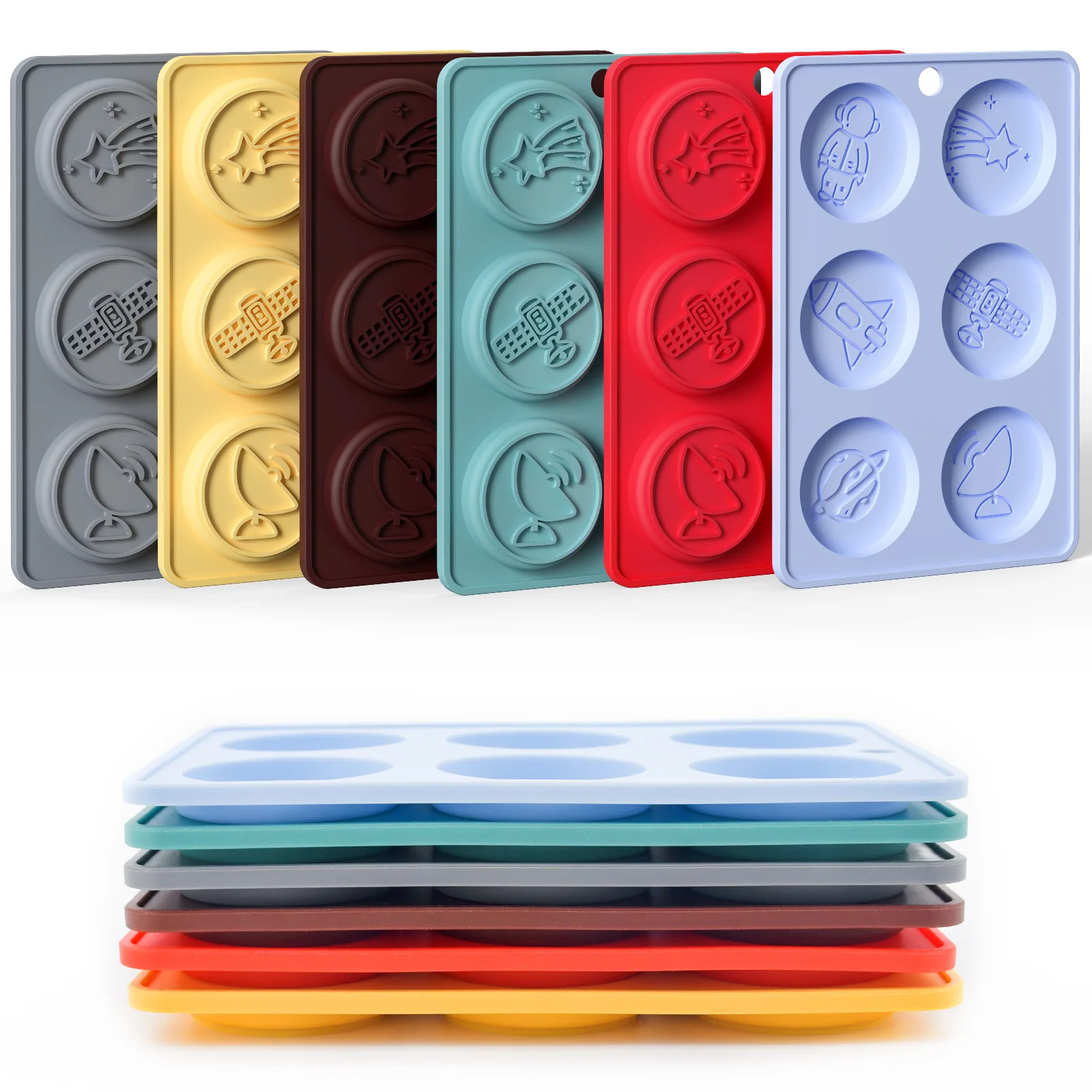 Space Theme Silicone Biscuit Mold Food Grade Platinum Silicone Cake Chocolate Mould, BPA Free DIY Baking Tool for Oven Microwave