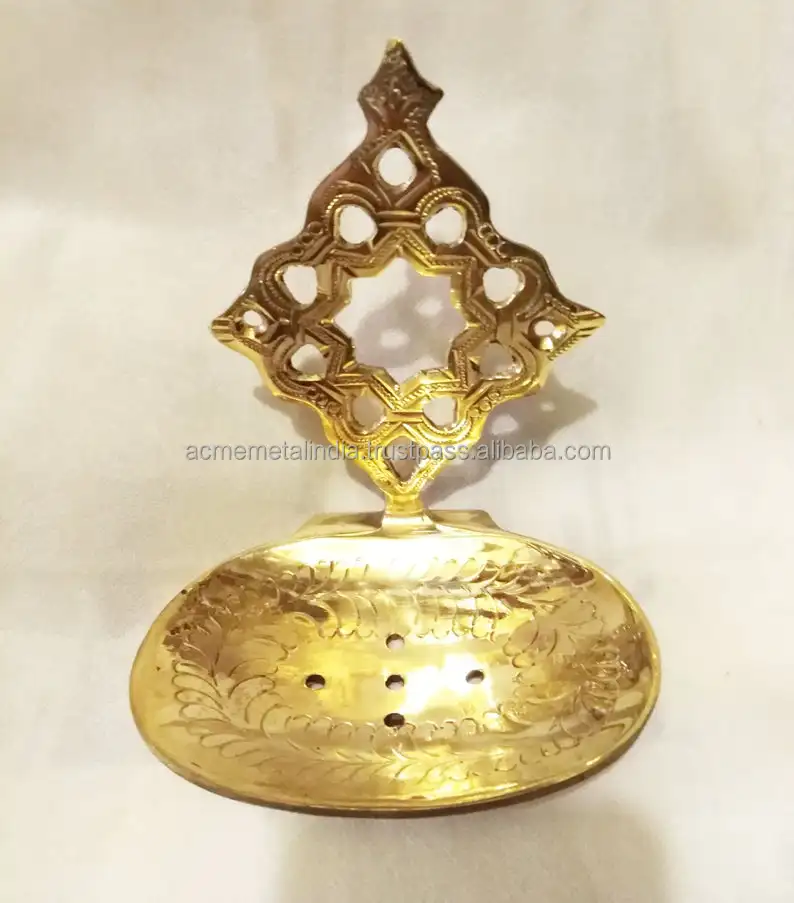 Moroccan Style Soap Dish in Rust-Free Brass with Gold Finished Perfect for Elegant Bathroom Accessory Use