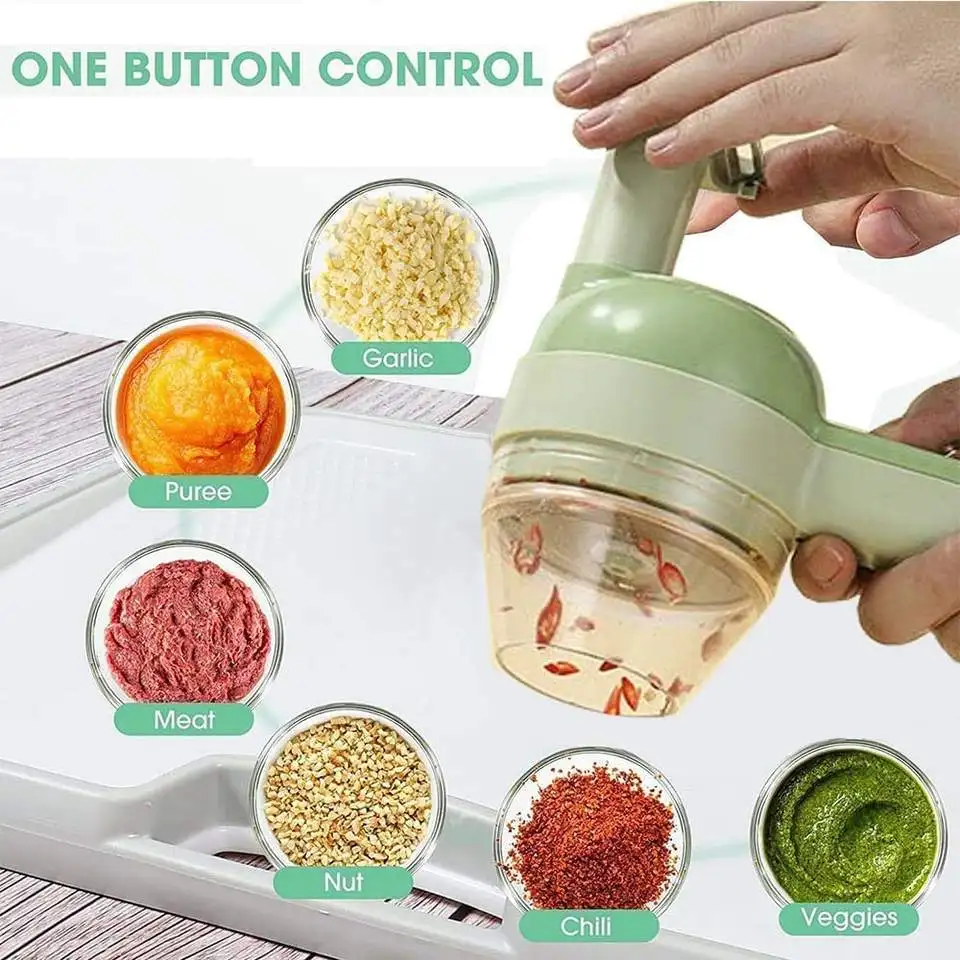 2023 Portable Electric Vegetable Cutter Set Multifunction Vegetable Chopper Electric 4 in 1 Handheld Electric Vegetable Cutter