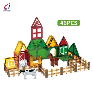 Chengji Magnetic Tile Farm Construction Blocks Toys Set Kids Educational Diy Assembly Colorful Best Magnetic Tiles
