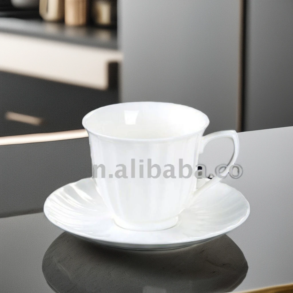 Modern Chinese 6oz Porcelain Coffee Mug Plate Set Luxury Ceramic Tea Cup Saucer for Latte British Drinkware Factory Wholesale factory