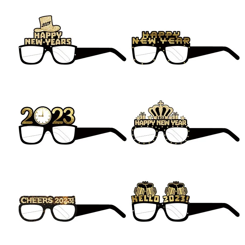 huiran 6pcs feliz año nuevo gafas de lujo fiesta de año nuevo