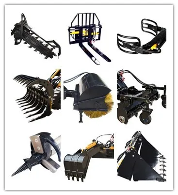 Front End Mini Tracked Wheel Skid Steer Loader Attachments Grader/Mulcher/Stump Grinder/Flail Mower/Snow Sweeper