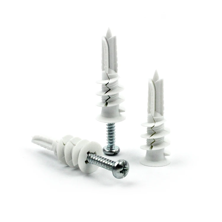 100Pcs Drywall Nylon Ribbed Anchor with Self Tapping
