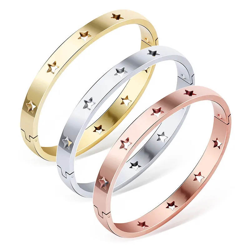 Pulseras De Acero De Titanio Con Estrella Hueca Para Mujer,Pulseras  Chapadas En Oro De 316 L,Regalo De Aniversario - Buy Chapado En Oro Pulseras  Brazaletes,Pulsera De Aniversario,Las Mujeres Brazaletes Product on  Alibaba.com