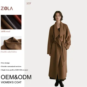Velvety-Smooth Elegant Wrap-Front Oversize Coat 100% Wool Double Sided Self-Belt Versatile Custom OEM&ODM