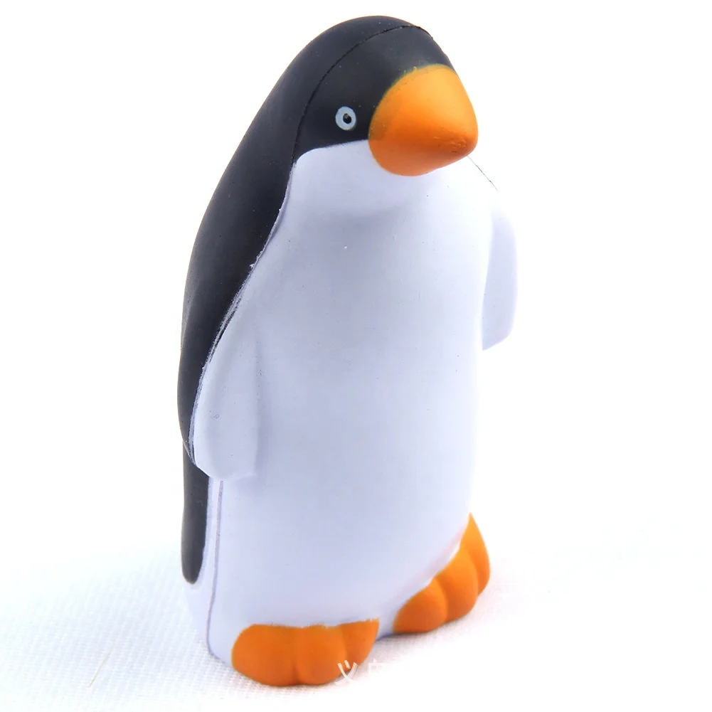 Cute Custom Logo Printing Squeeze PU Foam Stress Relief Anti-stress Penguin Stress Ball