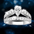 Eternity Ring Rings Silver 925 Rings CAOSHI Gorgeous Elegant 925 Silver Plated Eternity Bridal Wedding Crystal Pear Cut Zircon Women Ring