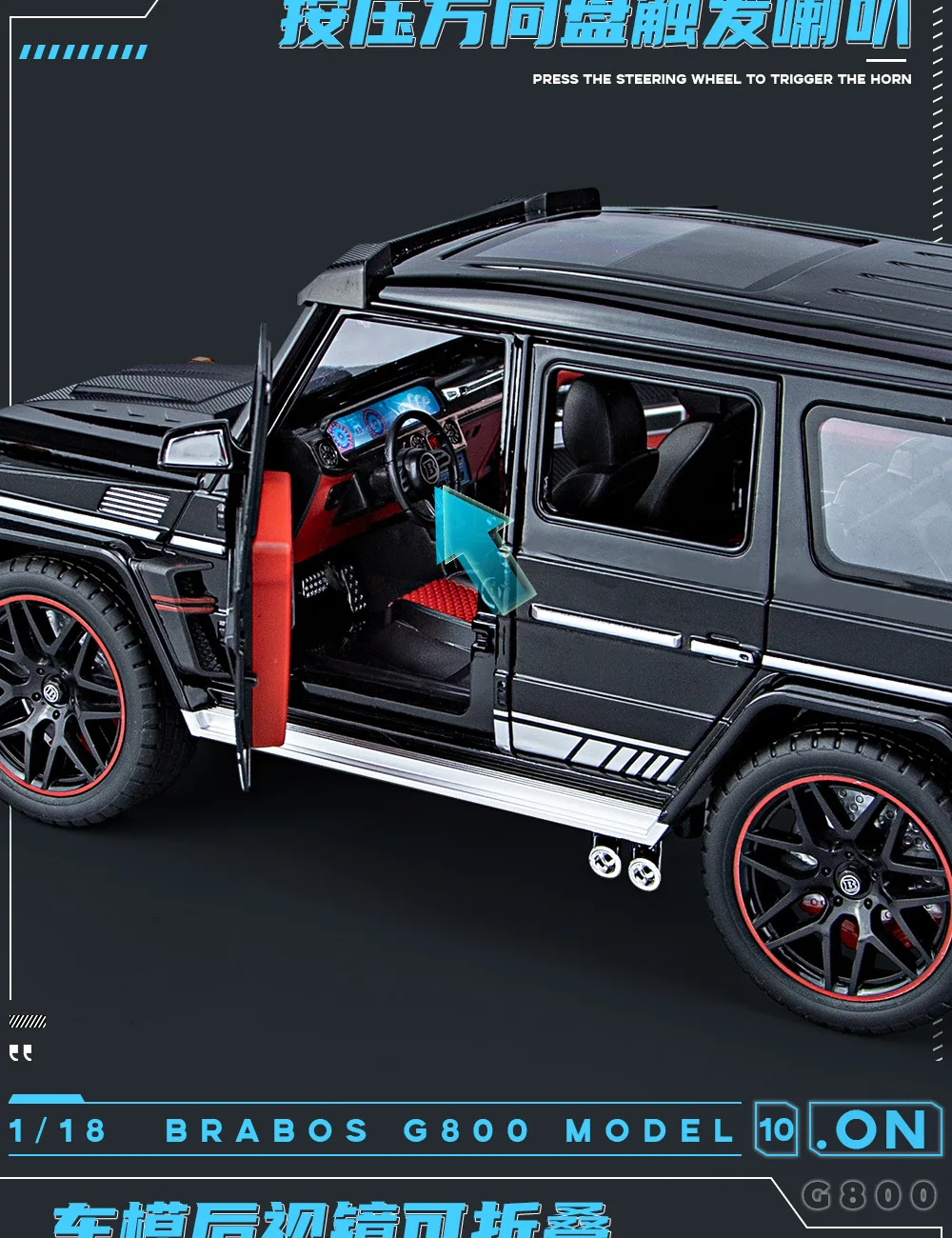 Diecast 118 Mercedesbenz Babos G800 Sound And Light Pullback Car Model Door Open Metal