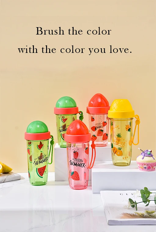 Internet Celebrated Cute Plastic Double Drink Cup Adults Summer Student Couple Cup Separated Straw PP Portable Gym Water Bottles