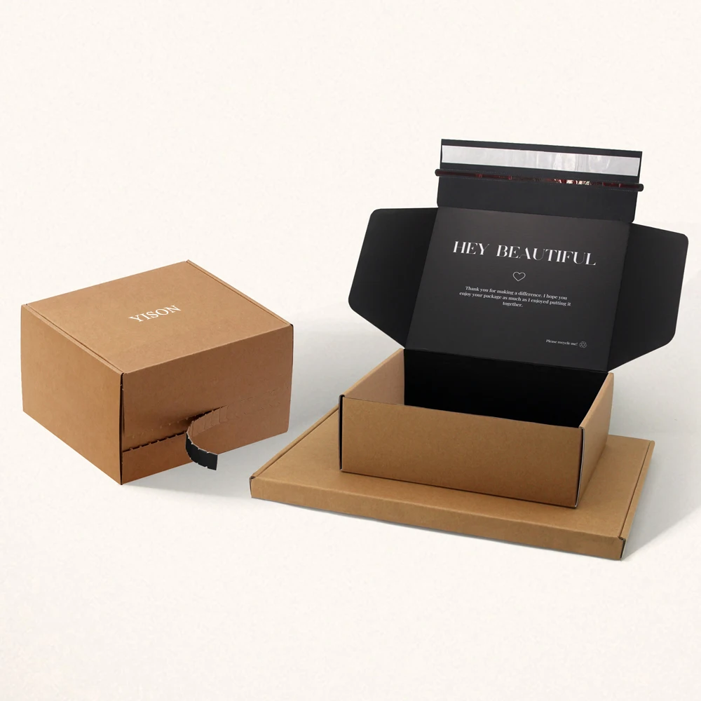 New Design Customiezd Size Brown Kraft Paper Black Logo Hat Box