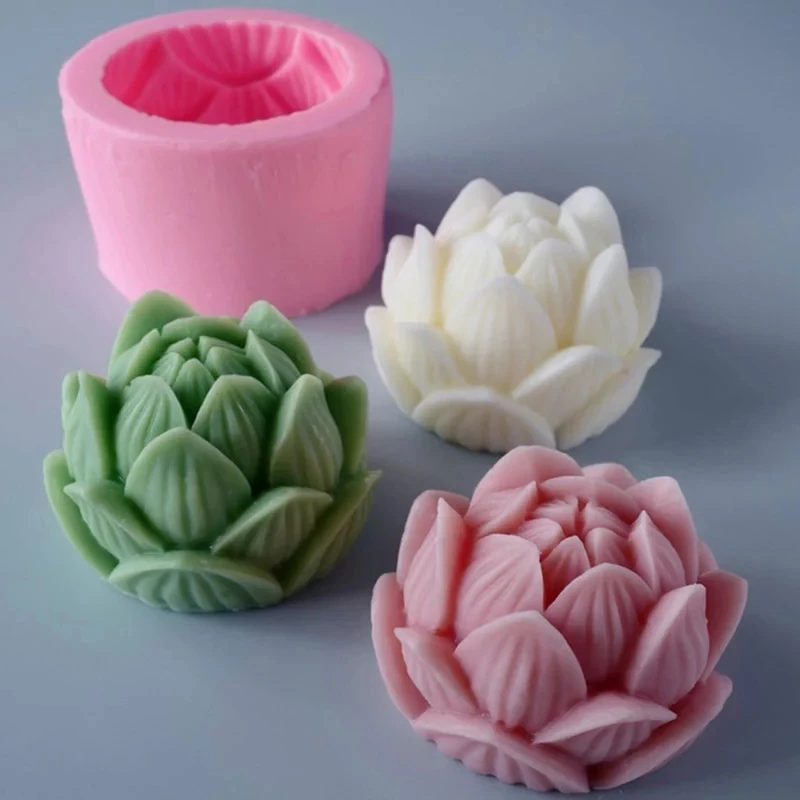 Moule à Savon En Silicone 3D – Moule à Bougie En Forme De Fleur De Lotus – DIY Art Savon & Bougie