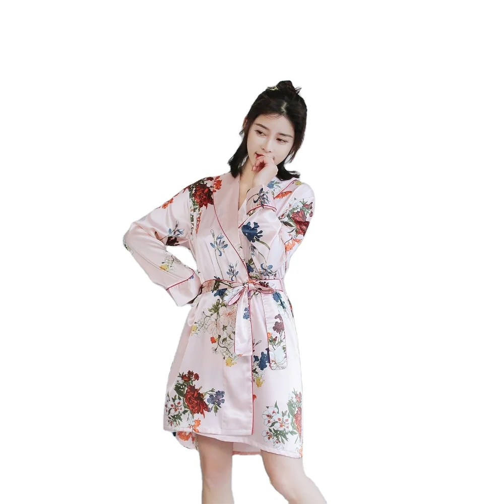Womens Floral/Patterned Silky Kimono Robes Long Satin Bathrobes Sleepwear Loungewear 