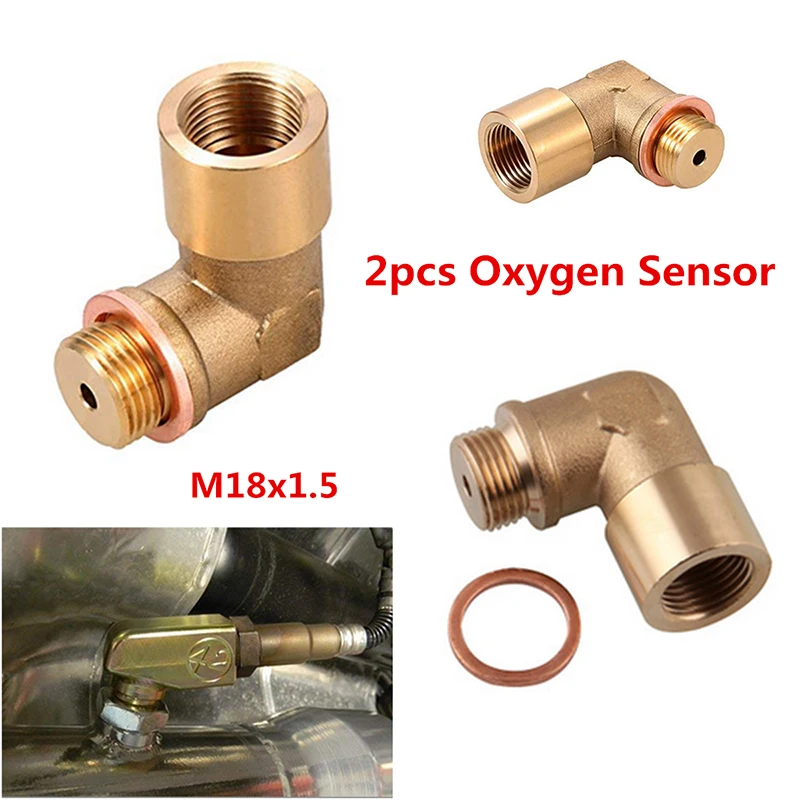 Universal Brass Fitting M18 X 1.5 Connector Plug Kit Exhaust 90 Degree O2 Oxygen Sensor Spacer
