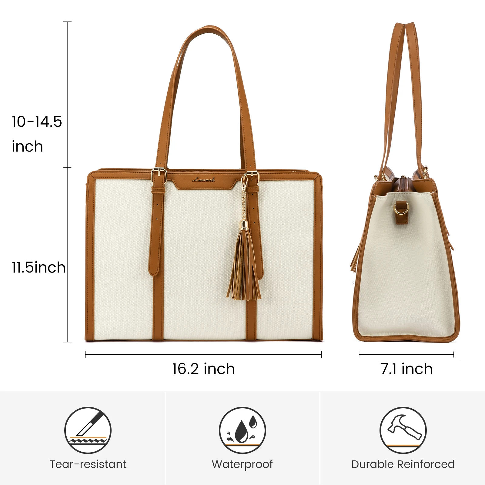 Borsa tote per computer portatile da donna, 15,6 pollici, in
