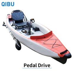 QIBU wholesale 420x95x28cm All Drop Stitch Pedal foot drive fishing SUP canoe Inflatable Kayak