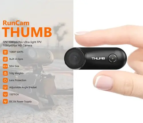 RunCam THUMB Mini Camera HD Action FPV 1080P 60FPS 9.8g 150FOV Gyroflow Stabilization for RC Drones DIY Parts