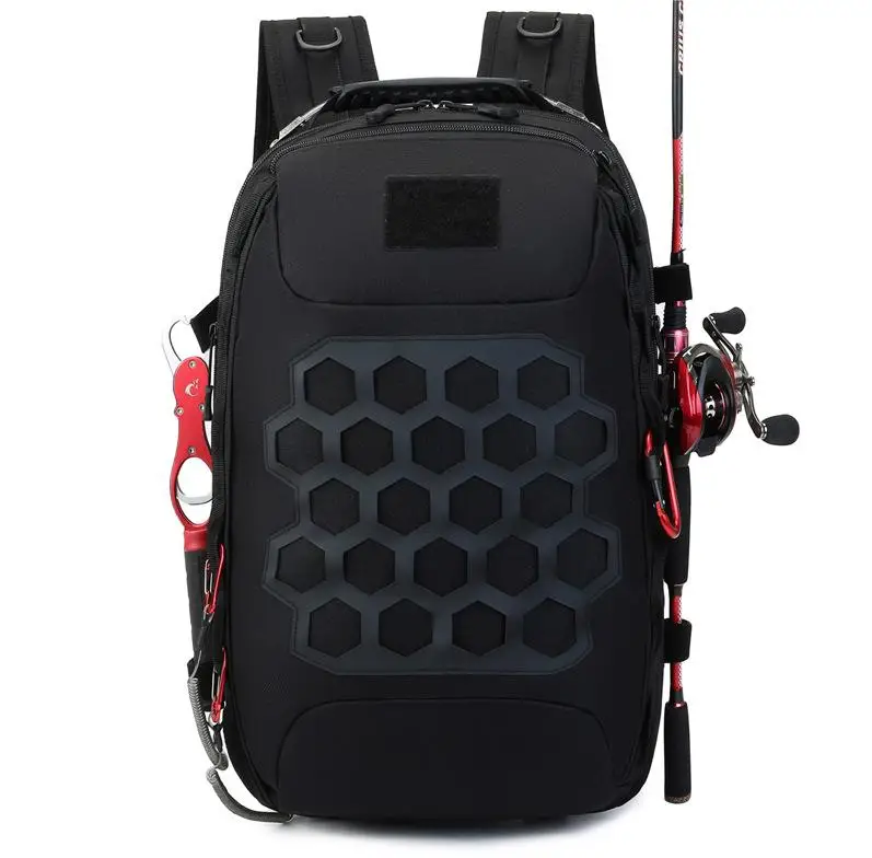 Outdoor cheap black durable Water-resistant oxford backpack fishing bag