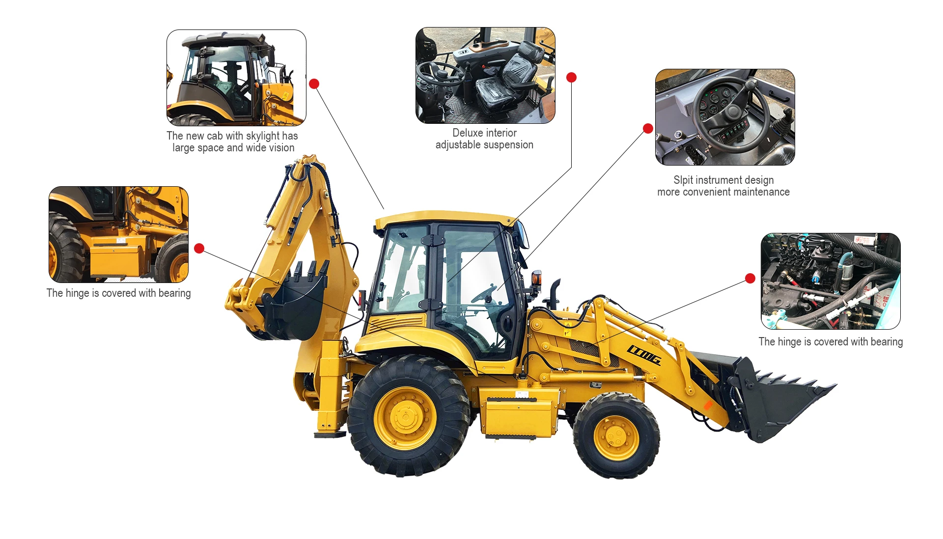Ltmg Factory Direct Sales 4wd Backhoe Excavator Front End Loader 4x4 1.
