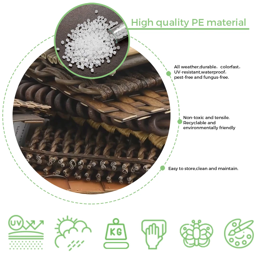 LTR HDPE плоская форма искусственный плетение садовая уличная мебель набор синтетический пластик