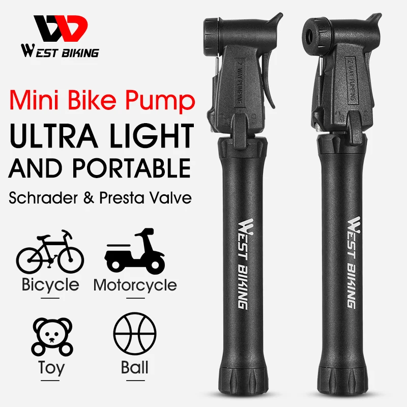 Mini Pompe Velo Léger et Portable Pompe à Air Bicyclette Valves Schrader  Presta