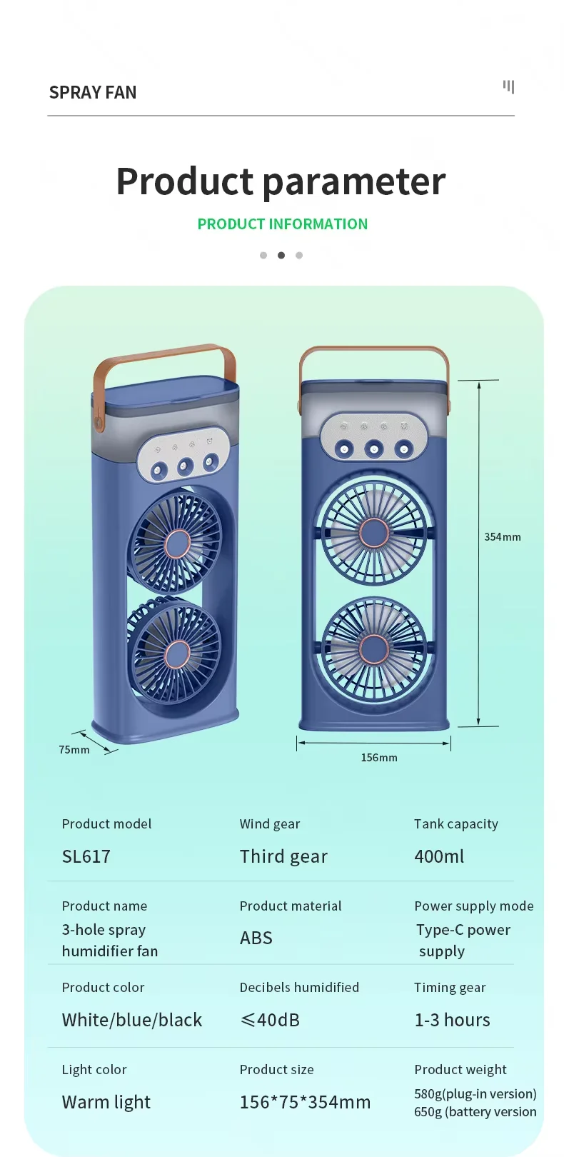 Tragbarer Mini Tischventilator Mit Luftbefeuchter Für Zuhause_voghion.com