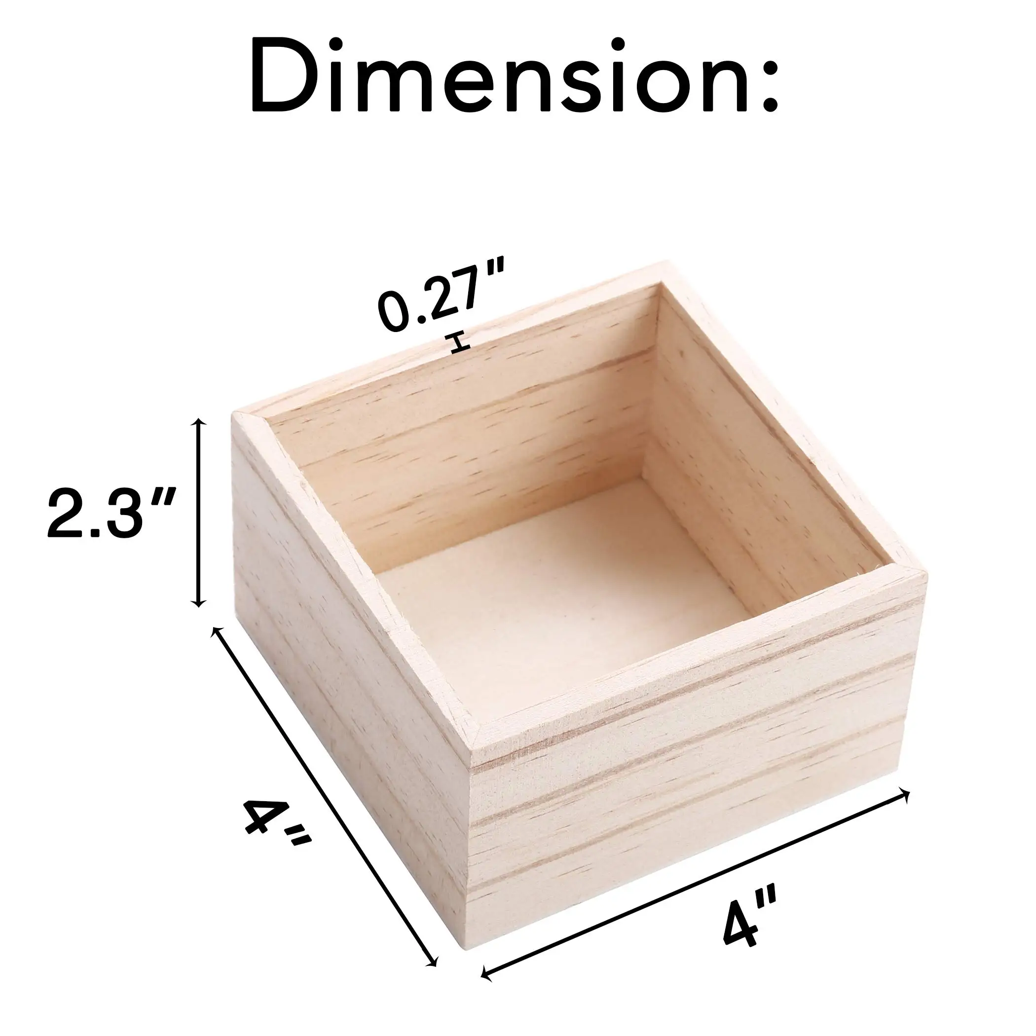 8 Pack 4x 4 Cajas De Madera Rústica Caja De Madera Inacabada Para  Artesanías, Decoración Casera Mesa Central Cajas - Compre 8 Pack 4x 4 Cajas  De Madera Rústica Caja De Madera