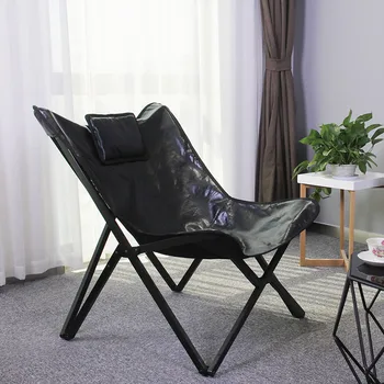 HStex Leather Luxury Outdoor Portable Foldable Home Folding Camping Stool Leisure Butterfly Chair