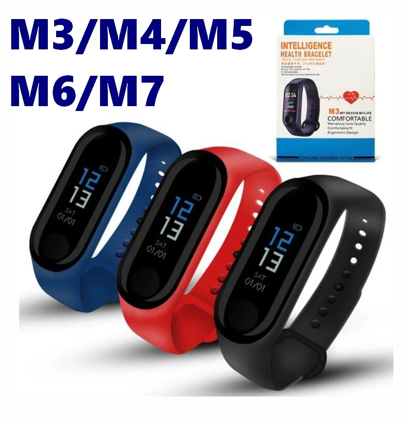 New M5 Smart Band Fitness Tracker Smart Watch Smarthwatch Bracelet Heart  Rate Blood Pressure Smartband Monitor Health Wristband Blue
