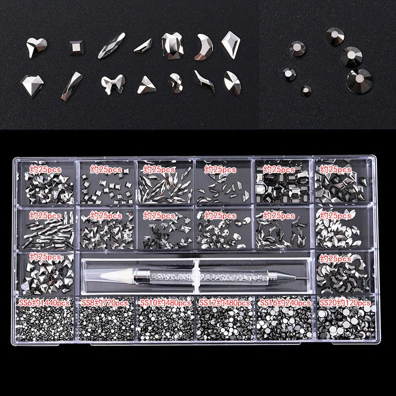 3830Pcs Crystal AB Nails Art Rhinestone Tool Set Mixed Flatback Gemstone for Nails supplier