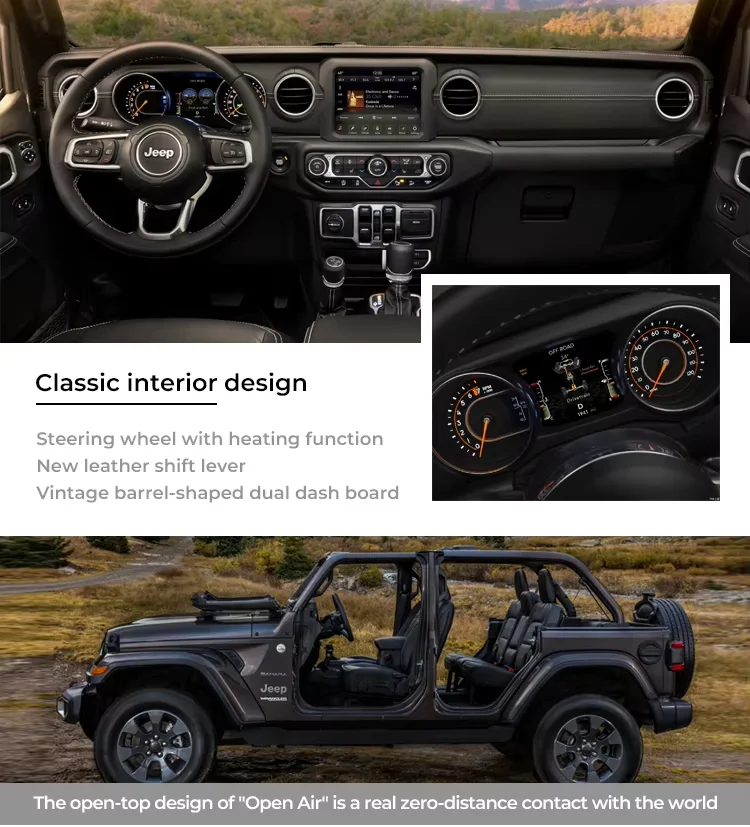 Supercar used car and price 2023 UTV utility used vehicles 2.0T Jeep wrangler 4XE plug-in hybrid car in stock supplier