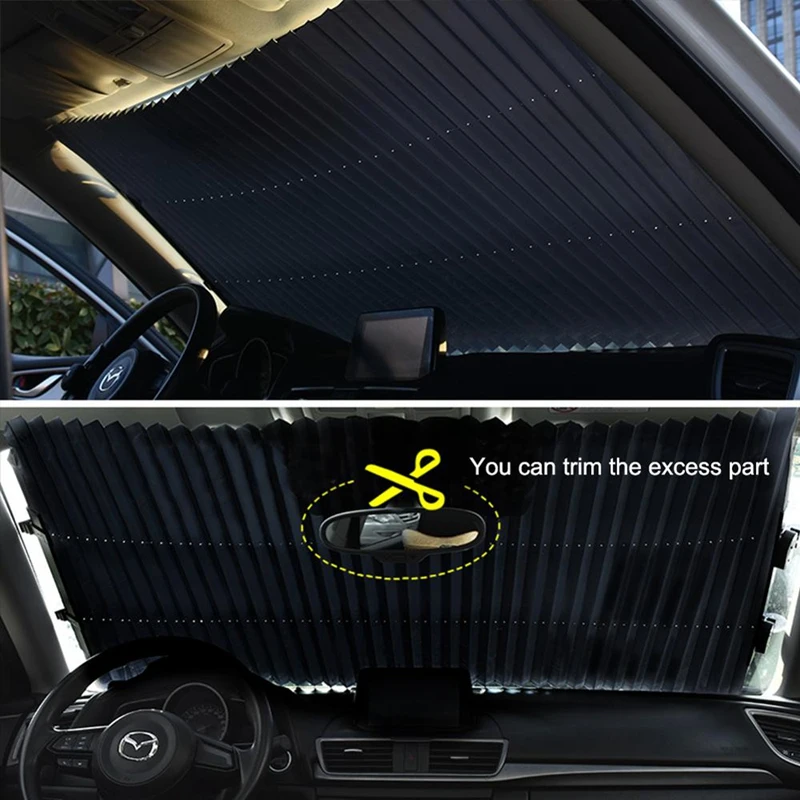 Retractable Front Windshield Sunshade Uv Protection Blackout Car Window Curtain