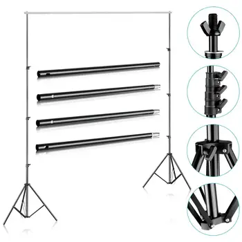 Photo Studio Backdrop Umbrella Lighting Light Kit Set + Background Support Stand Photography Backdrop Stand Kit detail image