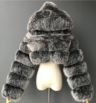 Free Shipping Plus size ladies crop fur coat 8XL solid colors winter faux fur coat for women