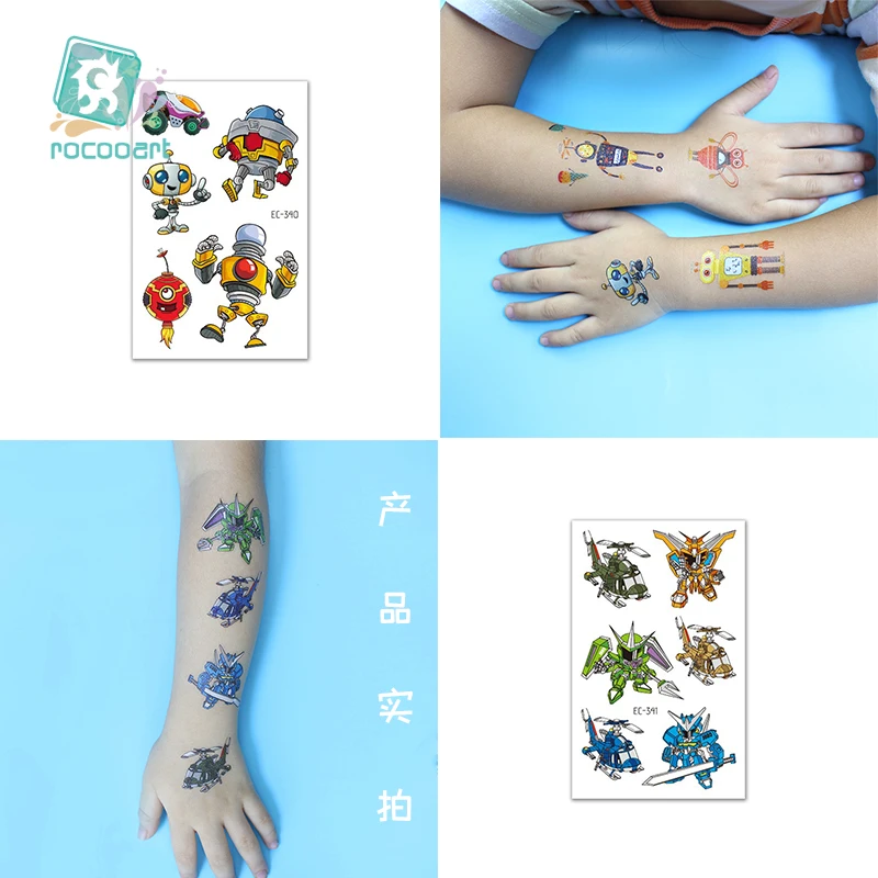 Kinder Cartoon Tattoo-Aufkleber – Motive Mit Baggern, Robotern & Weltraum, Temporär & Wasserfest