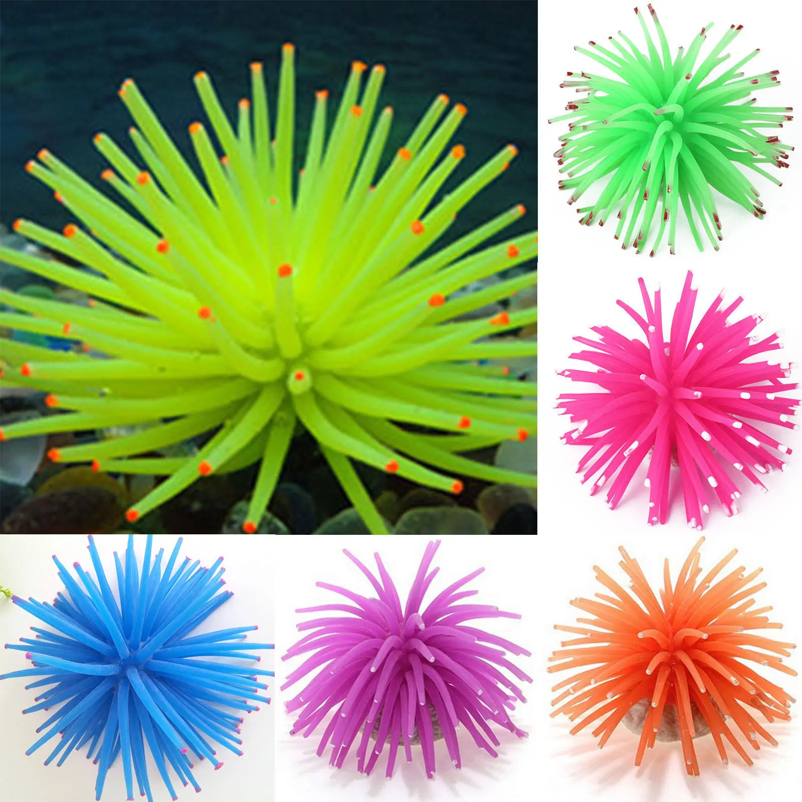 Aquarium Fish Tank  Silicone Sea Anemone Artificial Coral Ornament